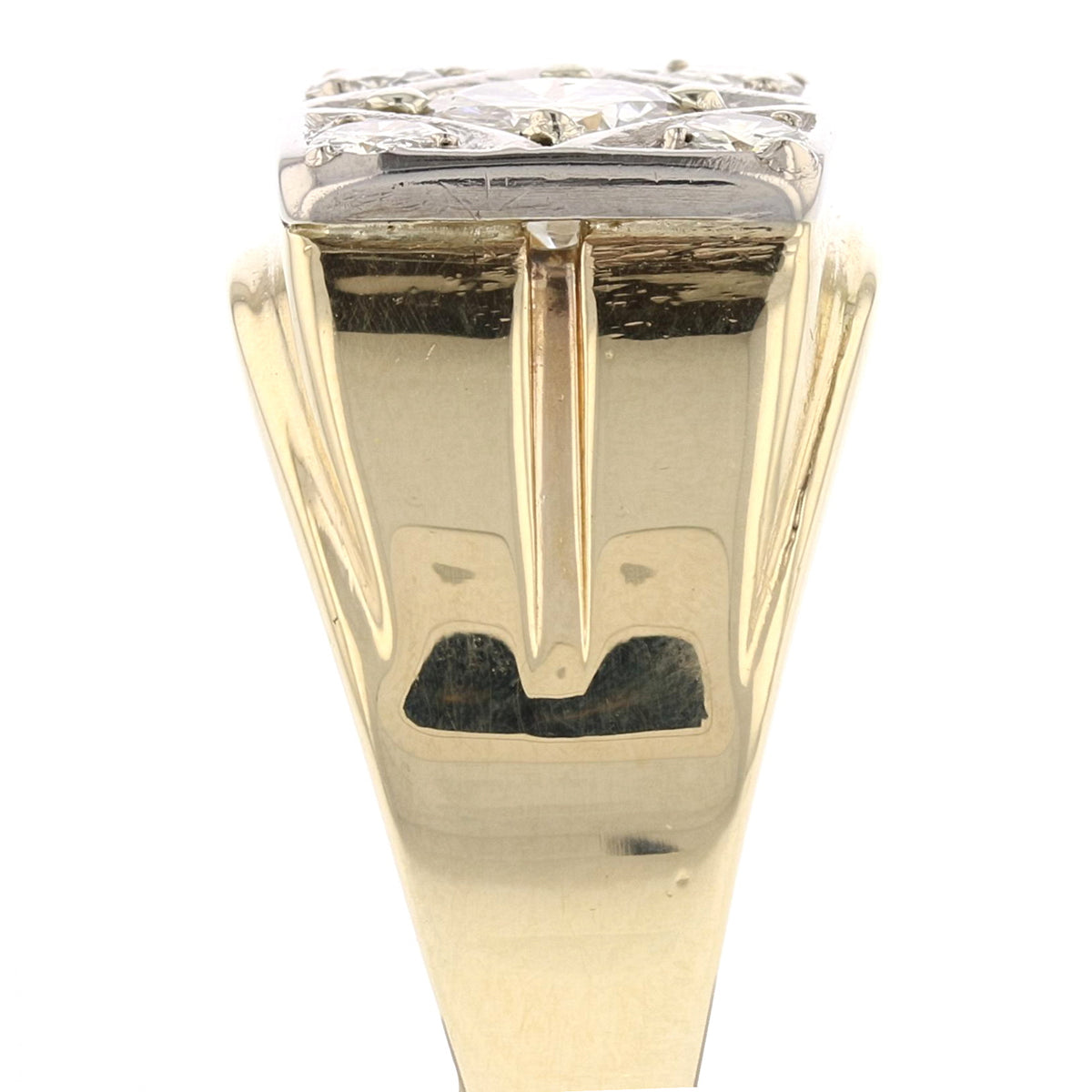 14K White and Yellow Gold Diamond Men's Ring