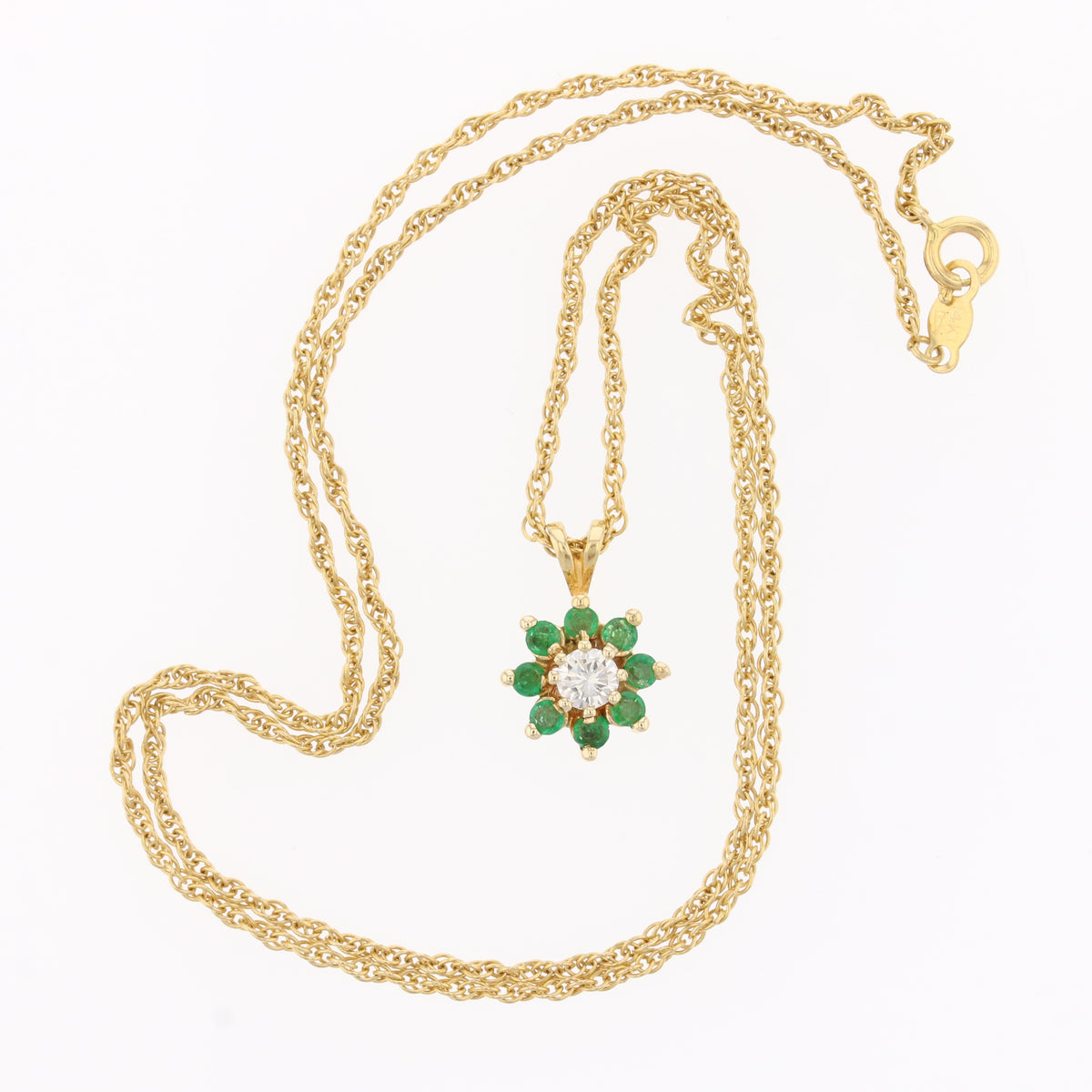 Emerald Diamond Gold Necklace