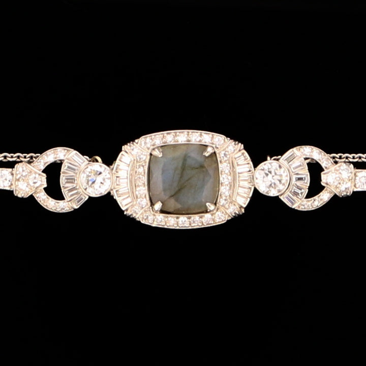 Antique Deco Labradorite Diamond Platinum Bracelet 890411