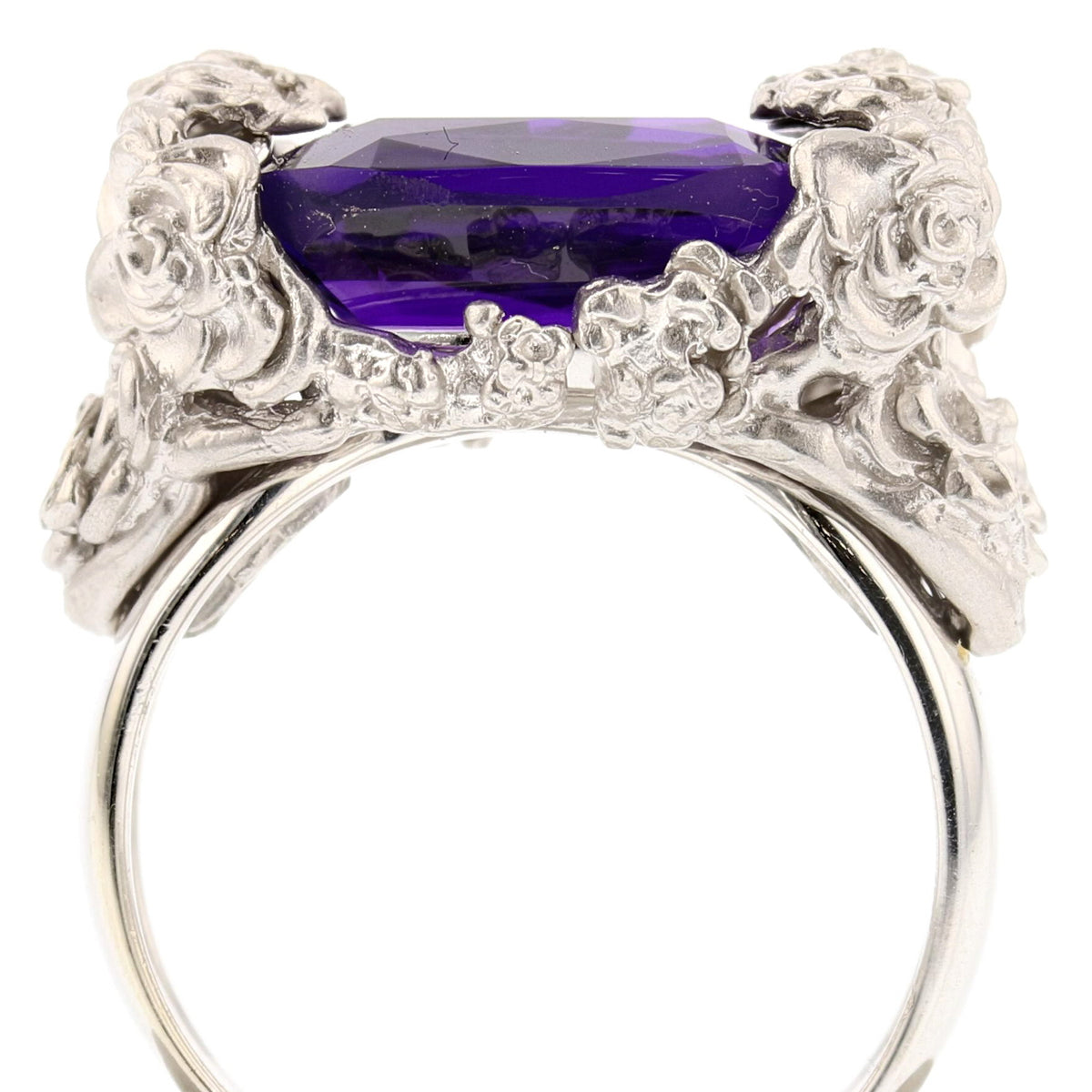 14K White Gold Amethyst Ring