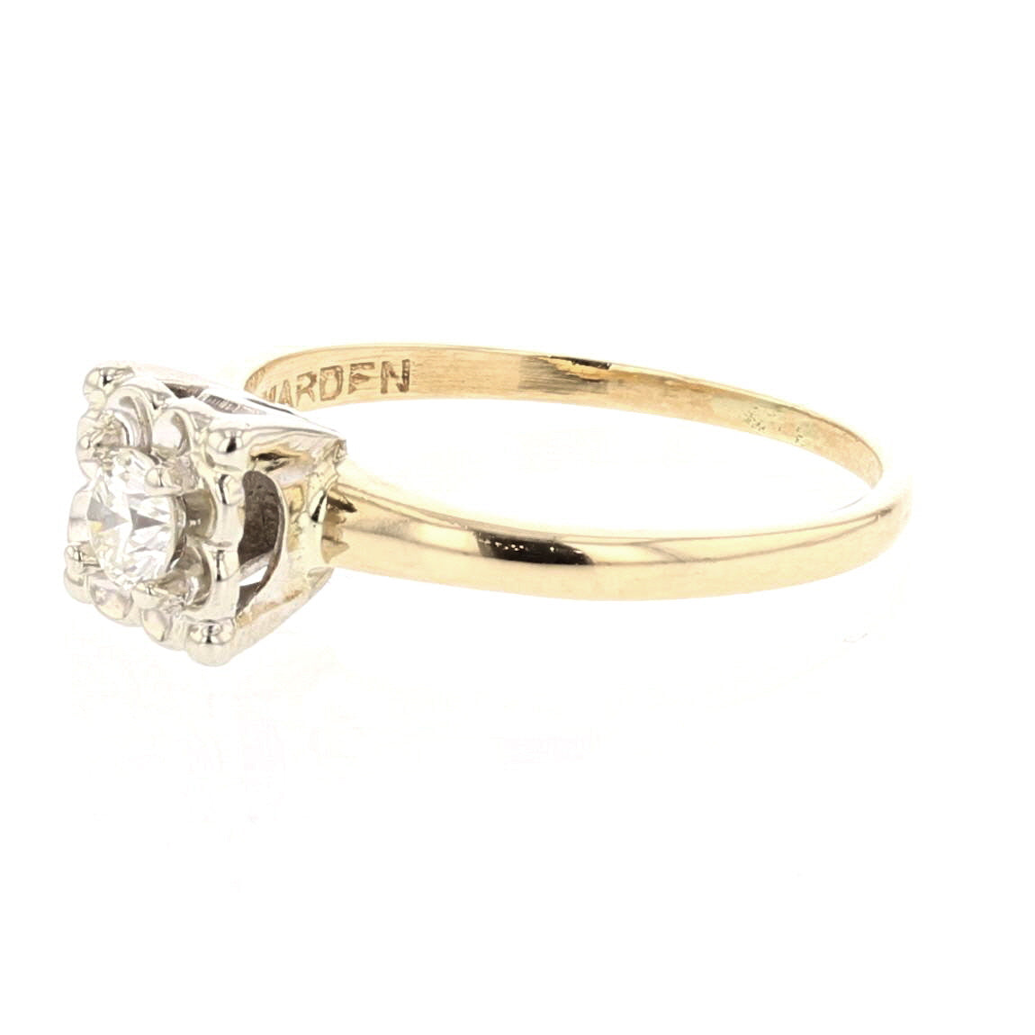 14K Yellow Gold 0.25ct Round Diamond Engagement/Bridal Ring