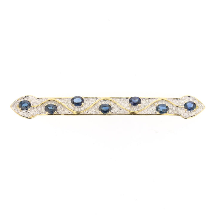 Vintage 14K Gold Sapphire, Diamond Brooch