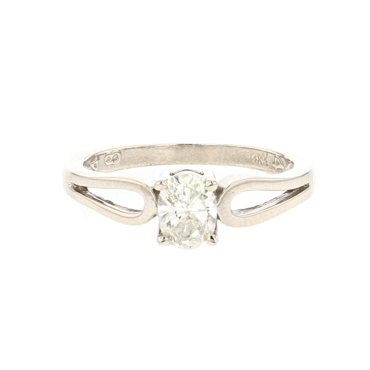 Elegant 14K White Gold Diamond Oval Ring