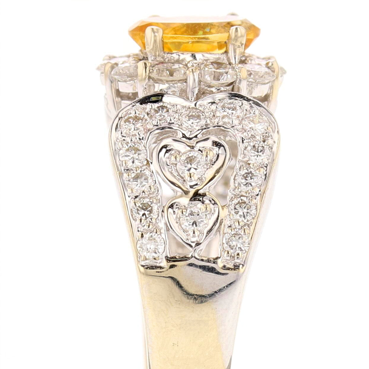 White Gold Oval Citrine Yellow Gemstone Ring