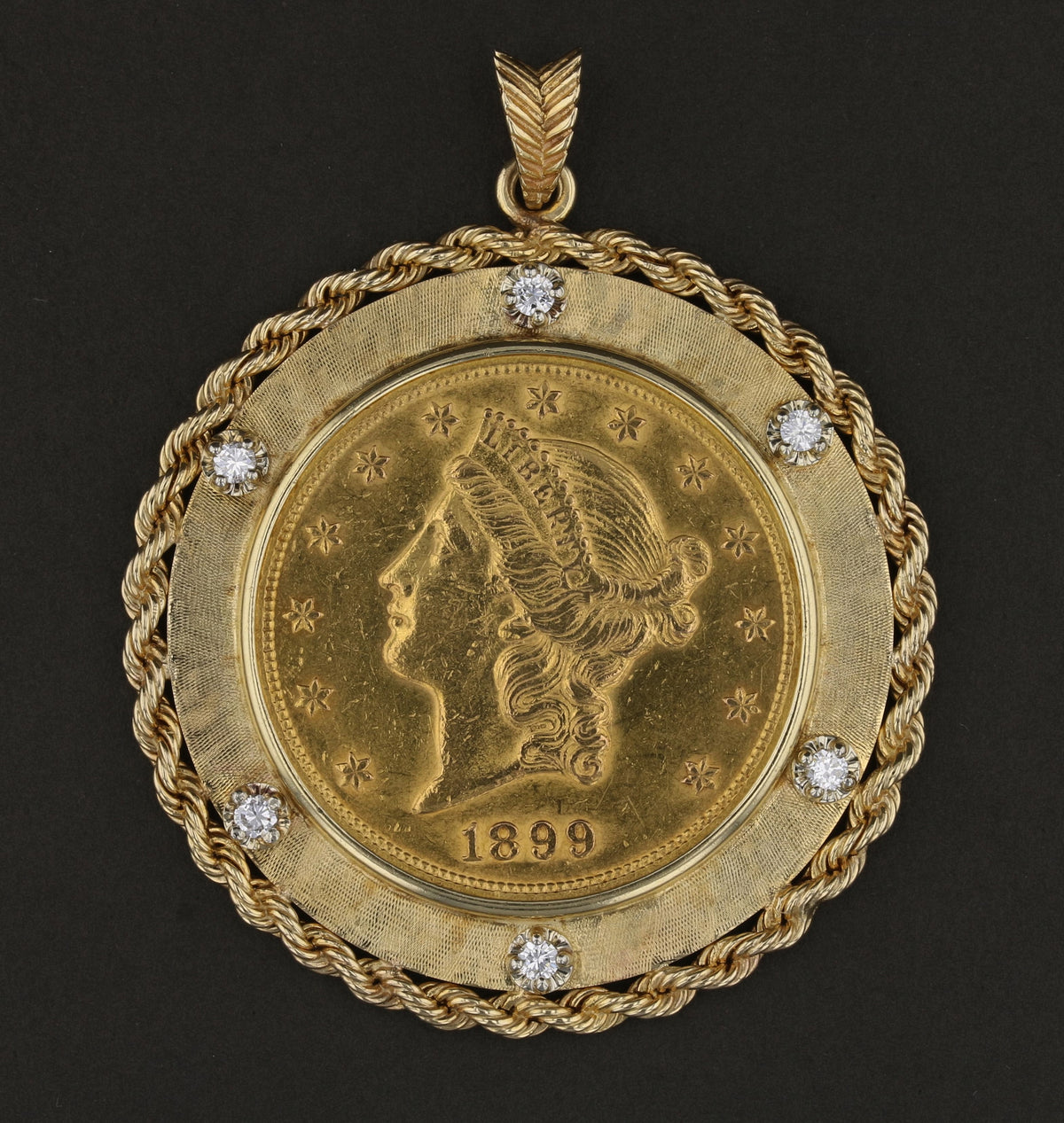 1899 $20 Liberty Coin Diamond Pendant 891558
