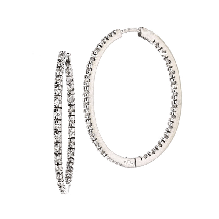 Oval Hoop Diamond Earrings