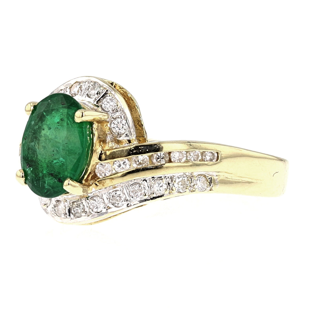 Vintage Oval Emerald Diamond Ring