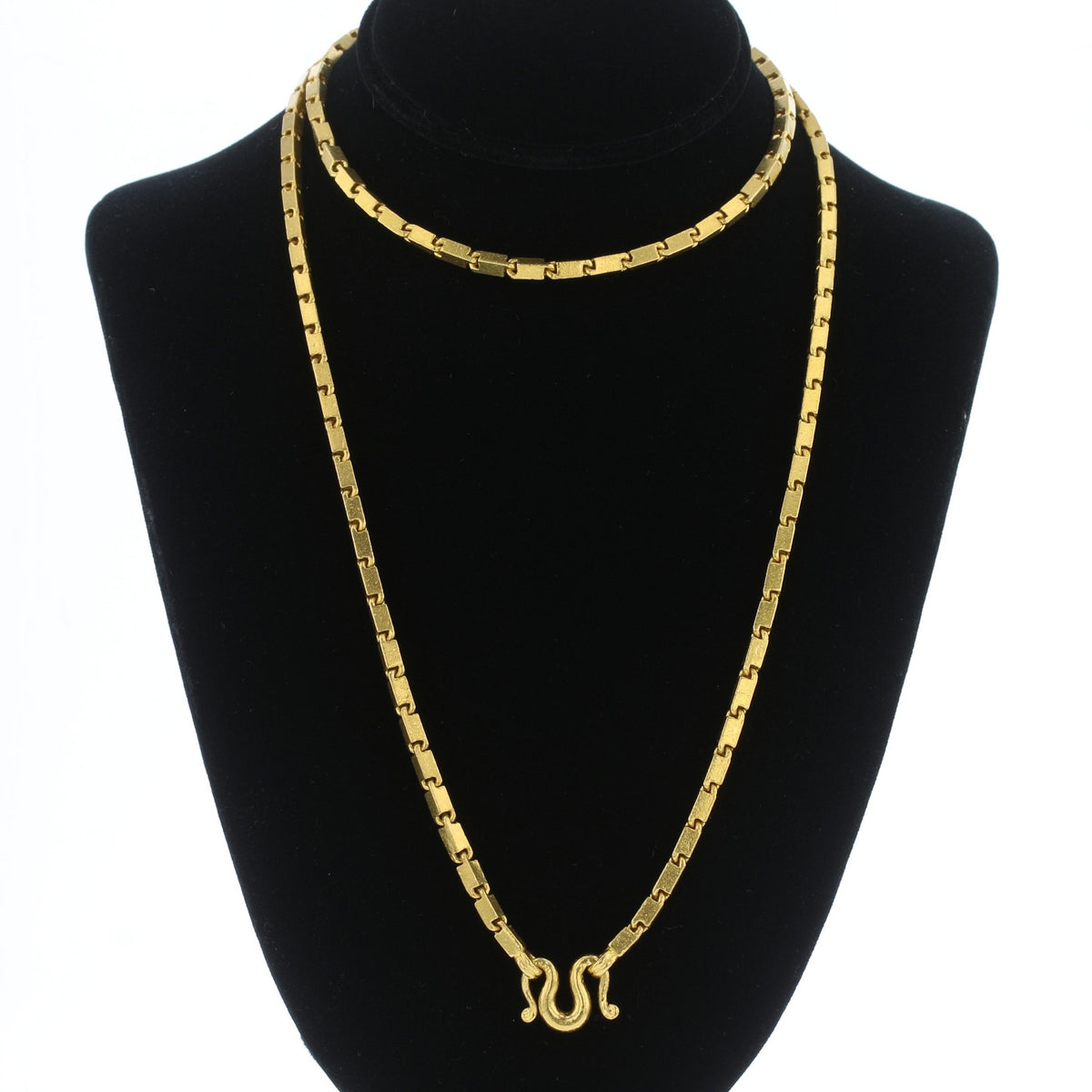Vintage 24K Gold Box Chain Necklace - 25"