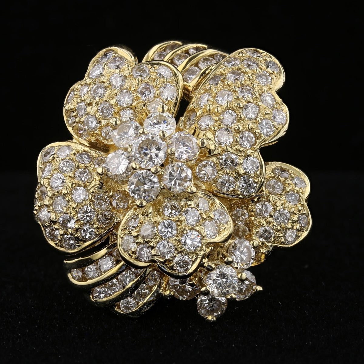 Vintage Flowers Diamond Ring - 14K Yellow Gold