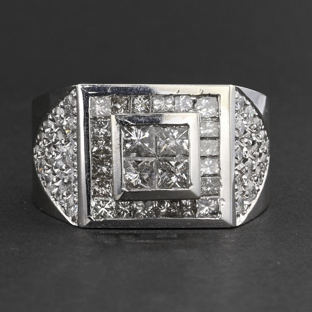 Vintage 14K White Gold Diamond Ring, 4.14ct