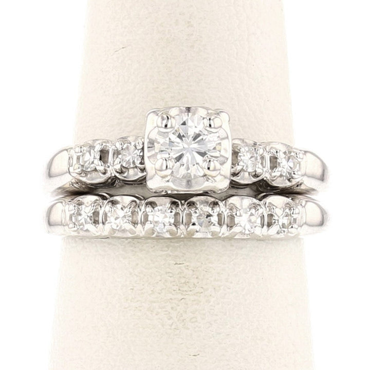 14K White Gold Diamond Engagement/Bridal Ring and Matching Band