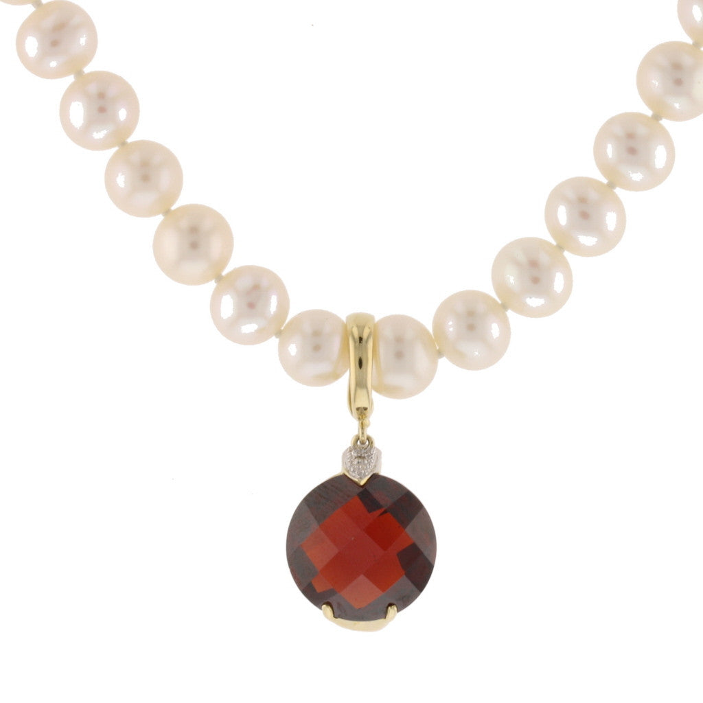 Round Mozambique Garnet Pendant 14K Yellow Gol