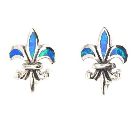Sterling Silver Blue Opal Inlaid Earring