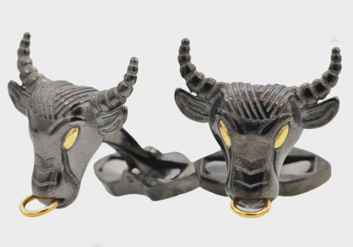 Gold and Black Bull Cufflinks