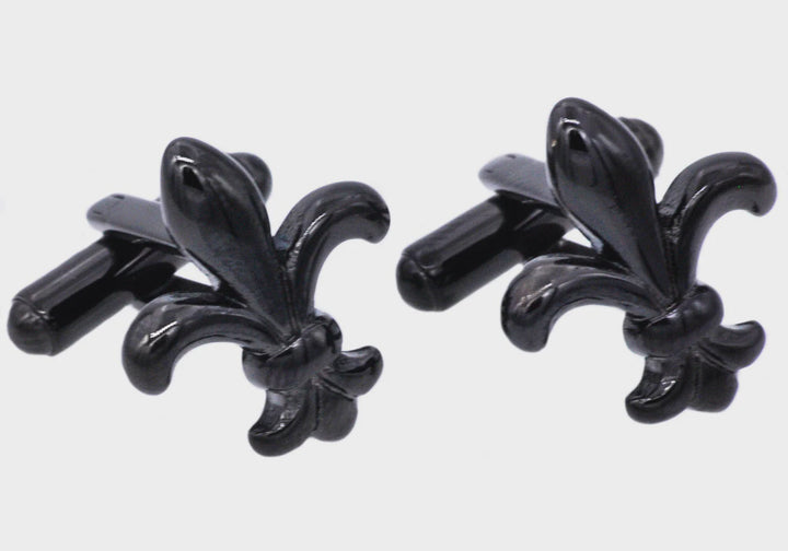 Fleur De Lis Black Cufflinks