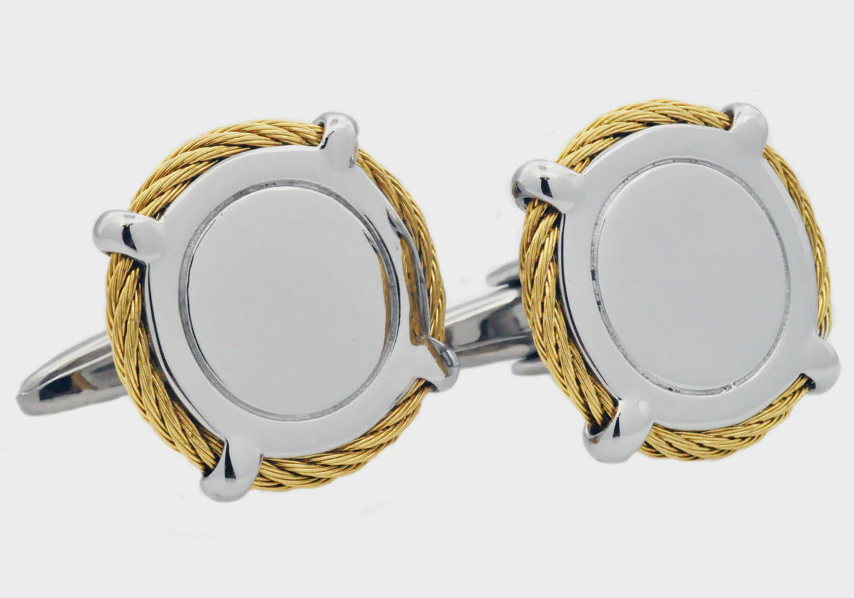 18K Gold Plated Rope Cufflinks