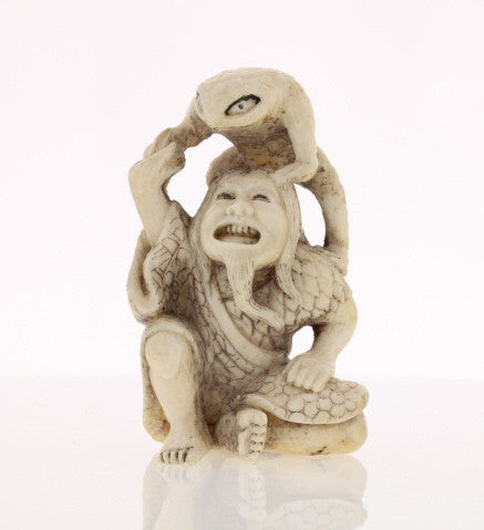 Toad & Owner Ivory Netsuke