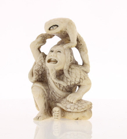 Toad & Owner Ivory Netsuke