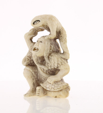 Toad & Owner Ivory Netsuke