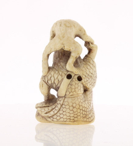 Toad & Owner Ivory Netsuke
