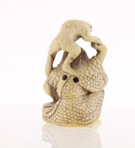Toad & Owner Ivory Netsuke