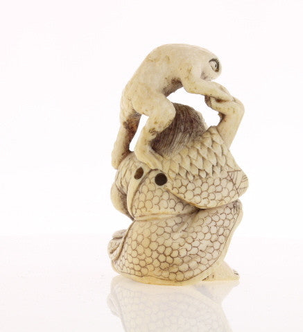 Toad & Owner Ivory Netsuke