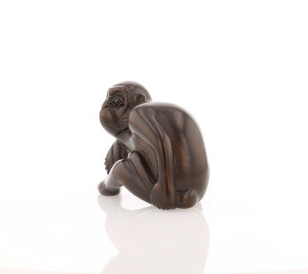 Vintage Ironwood Netsuke: Monkey with Nut