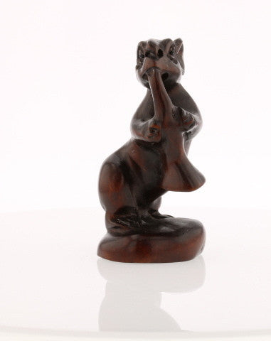 New Orleans Mouse Trumpeter Iron Wood Netsuke