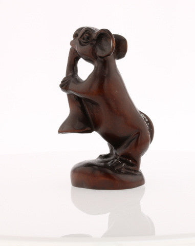New Orleans Mouse Trumpeter Iron Wood Netsuke