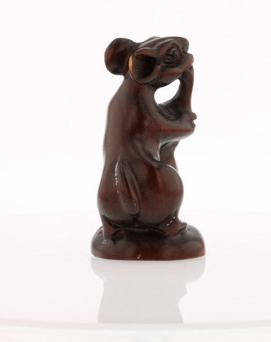 New Orleans Mouse Trumpeter Iron Wood Netsuke