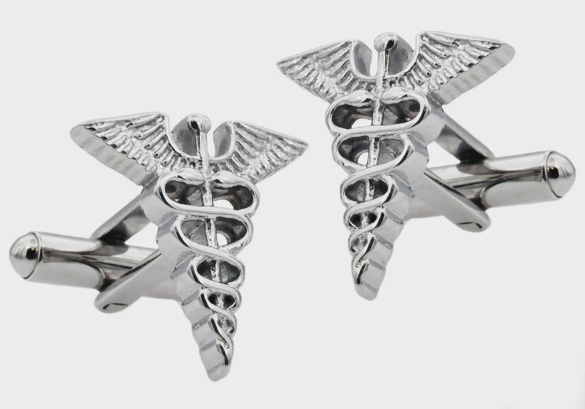 Silver Caduceus Cufflinks