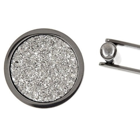 Silver Drusy Quartz Cufflinks