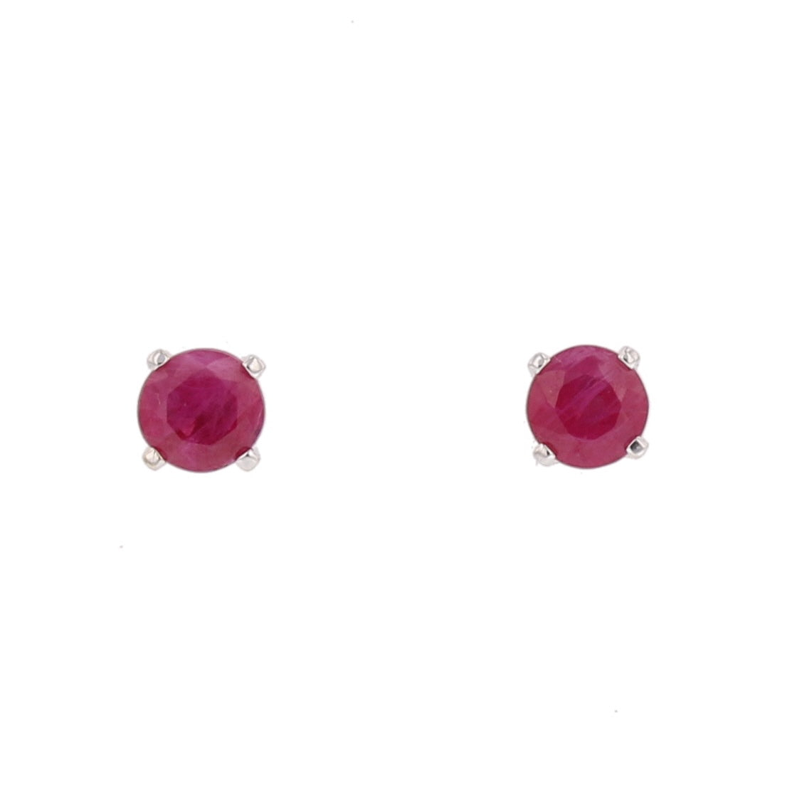 White Gold Round Ruby Stud Earrings - David's Antiques & Jewelry