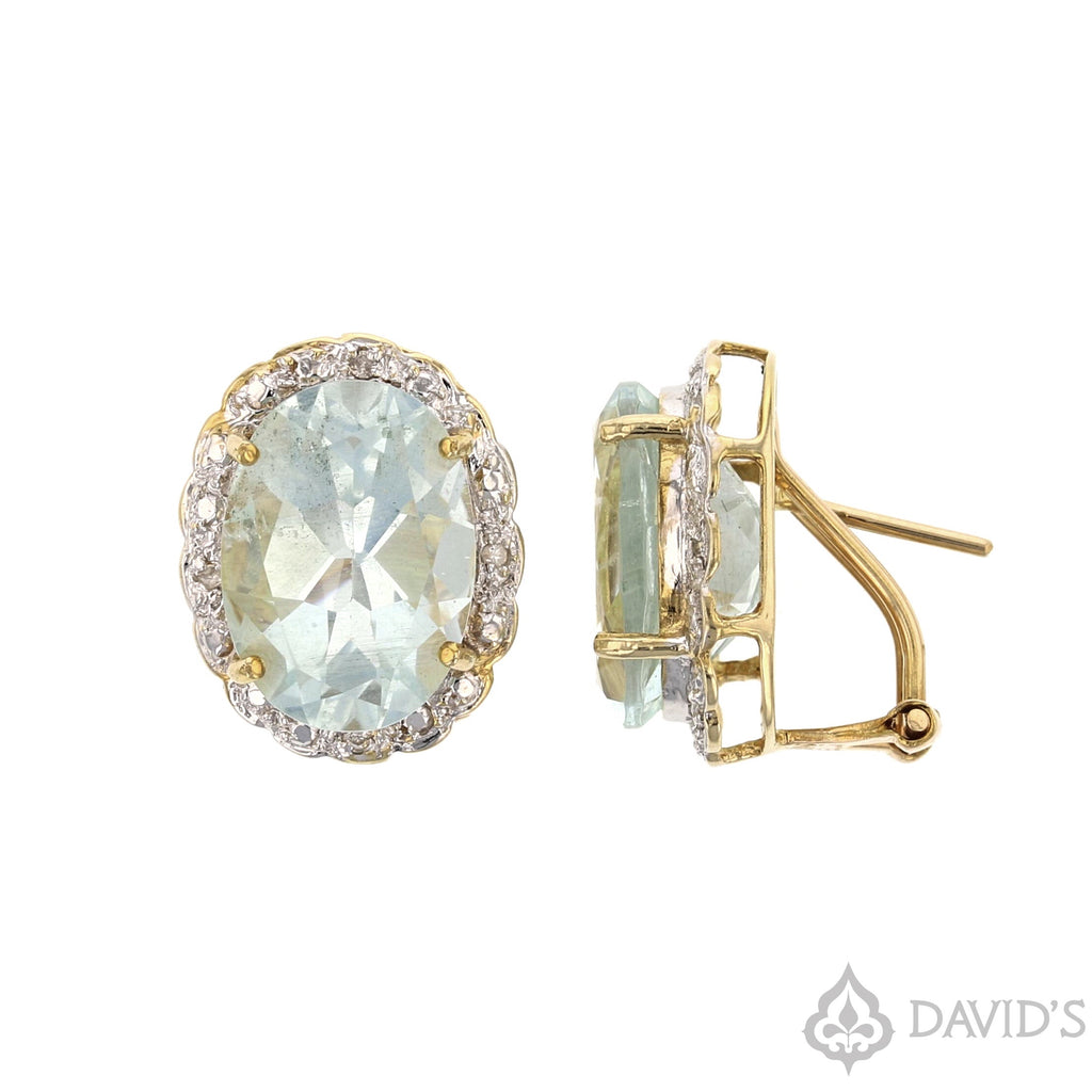 Aquamarine  &   Diamond  Earrings - David's Antiques & Jewelry