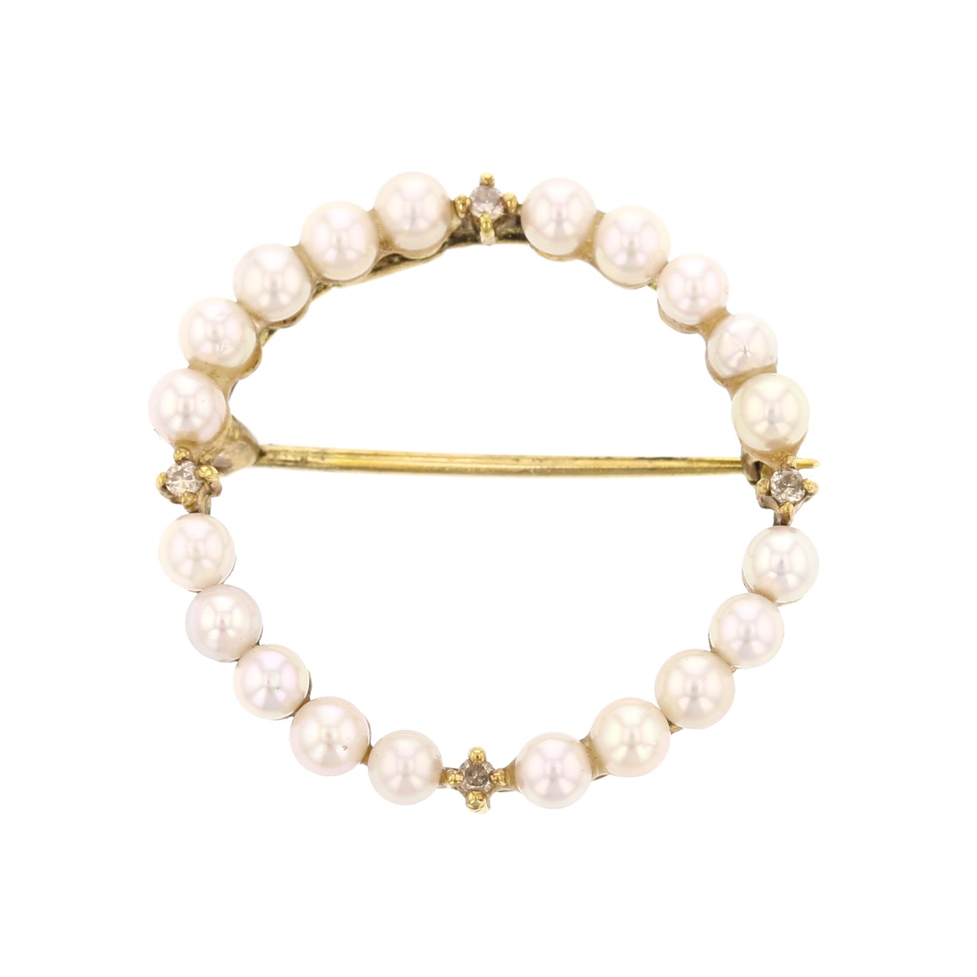 14K Yellow Gold Seed Pearl Brooch - David's Antiques & Jewelry