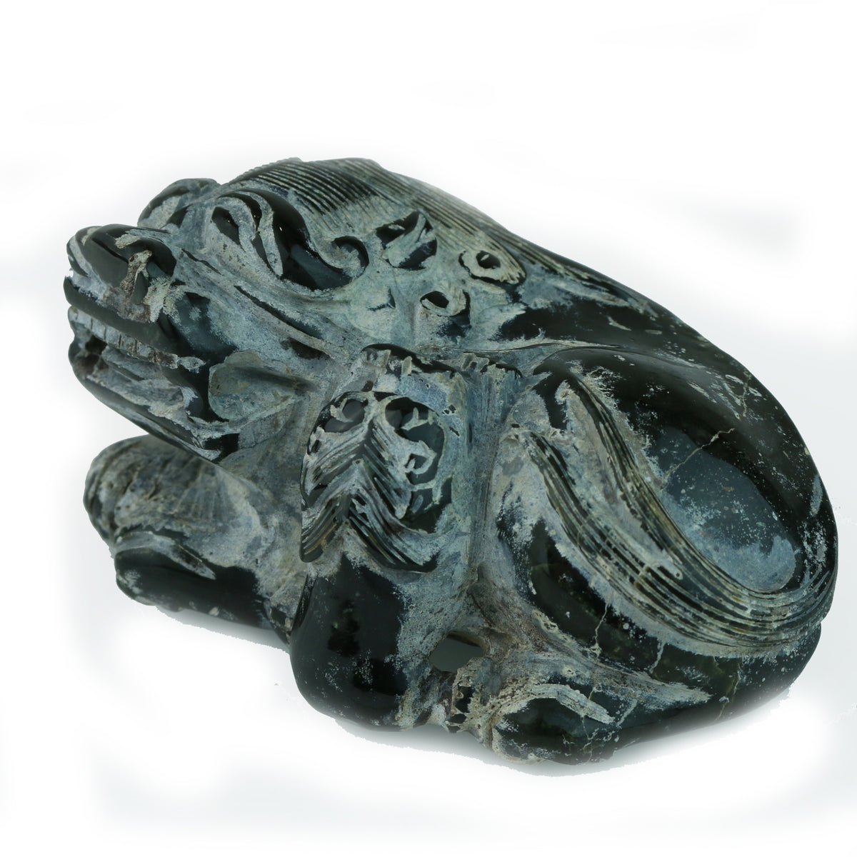 Unfinished Jade Carving of Mother and Child Foo Lioness - David's Antiques & Jewelry