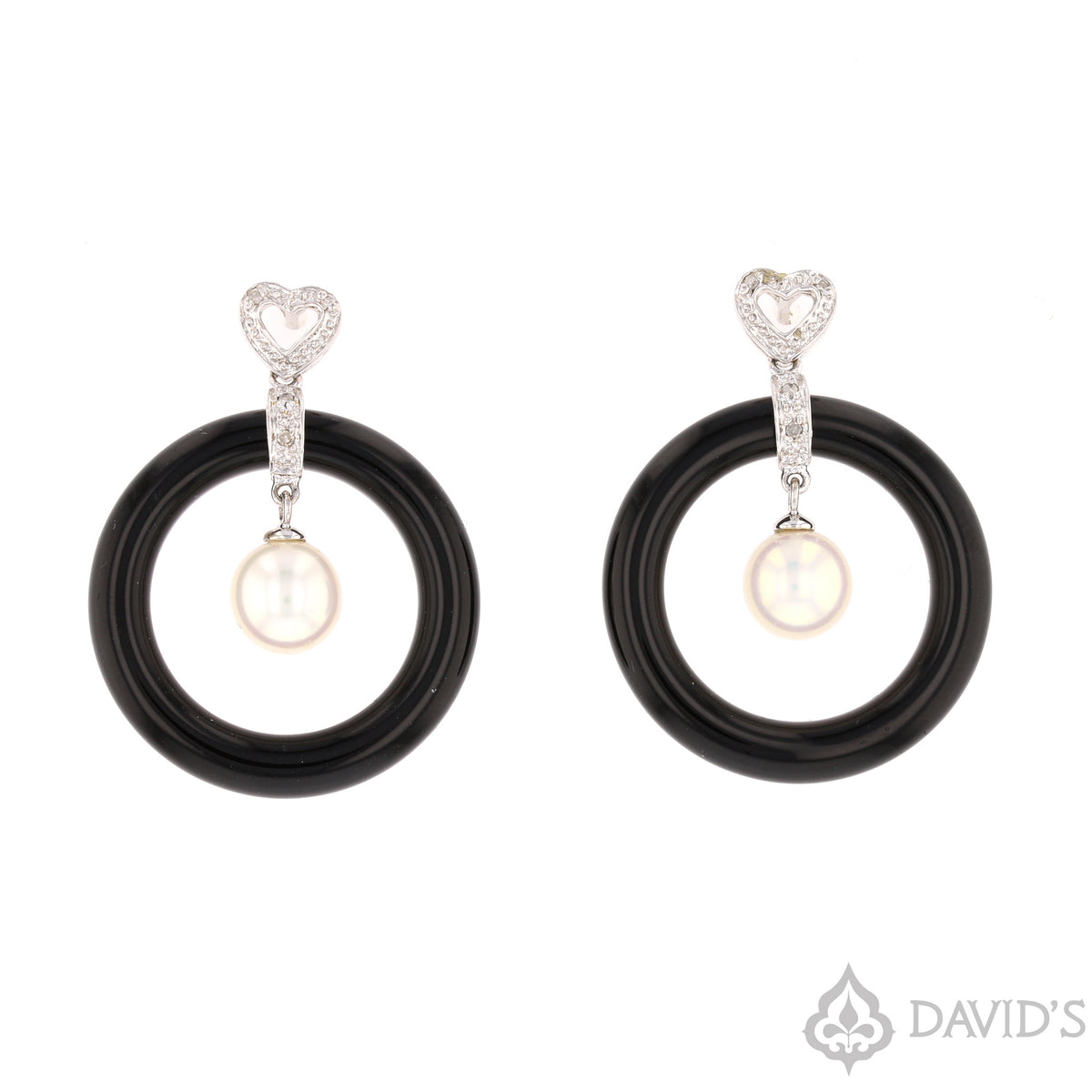 Diamond, Pearl & Onyx Earrings