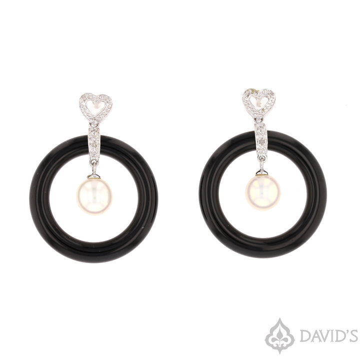 Diamond, Pearl & Onyx Earrings