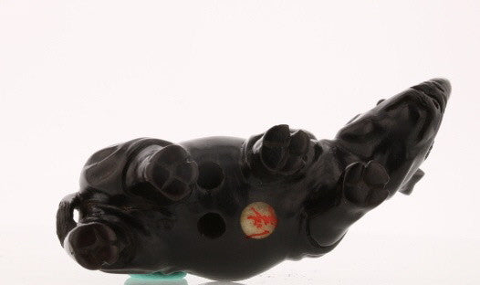 Regal Rhinoceros Dark Wood Netsuke - David's Antiques & Jewelry