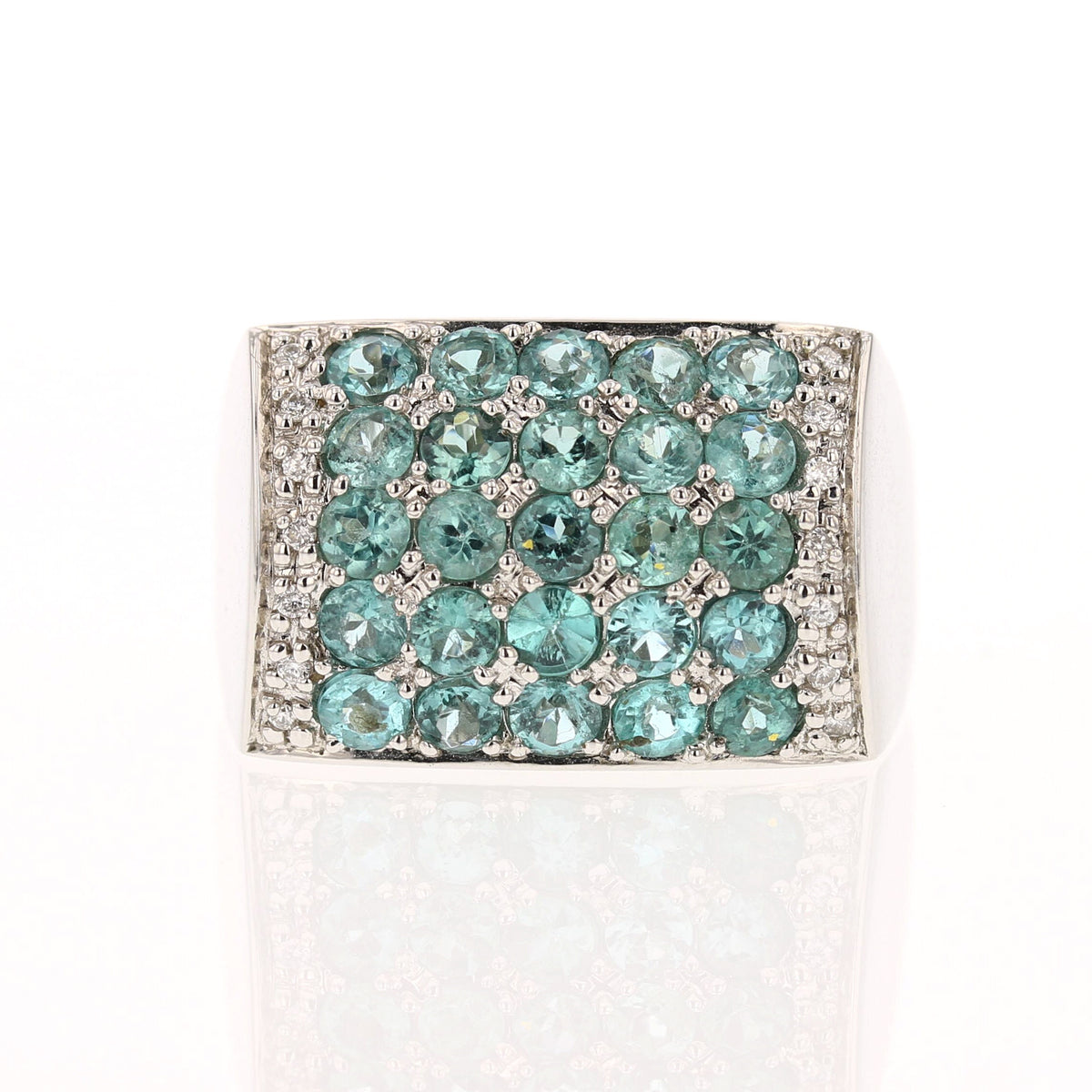 Teal Paraiba Tourmaline and Diamond Ring in 14K White Gold