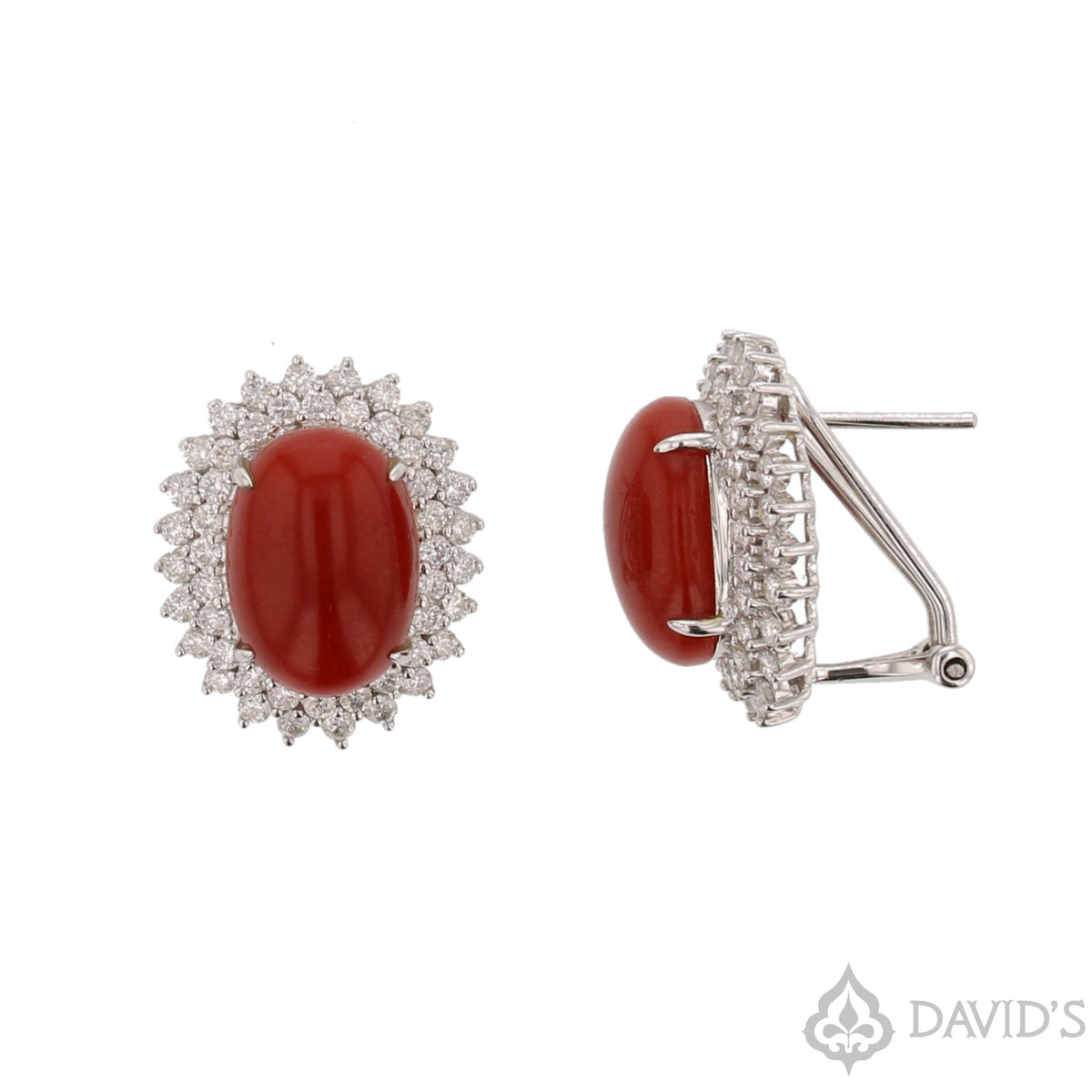 White Gold King Coral & Diamond Earrings – 2.4ct