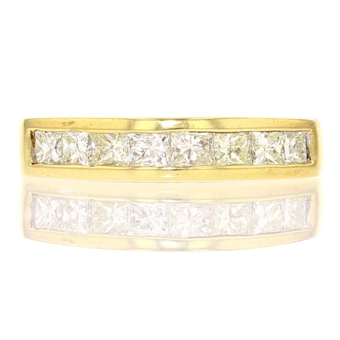 18K Yellow Gold Diamond Princess Cut Ring 0.80 ct