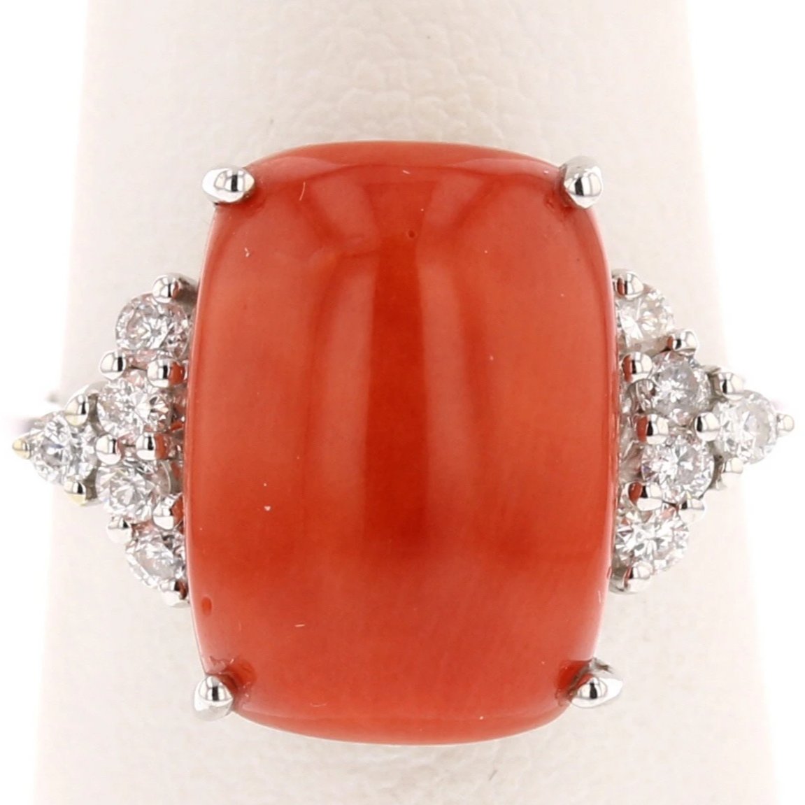 Coral & Diamonds Ring - David's Antiques & Jewelry