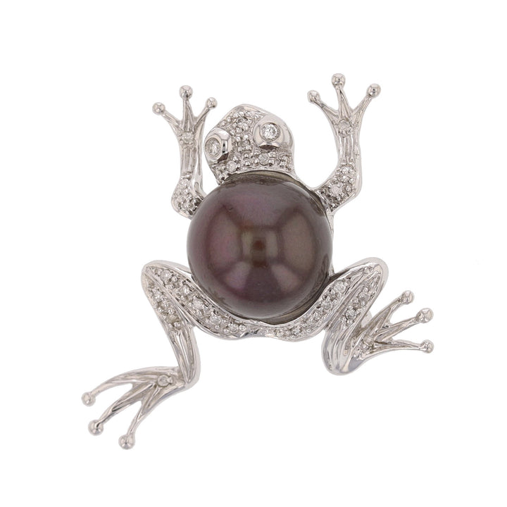 Pearl & Diamond Frog Pendant