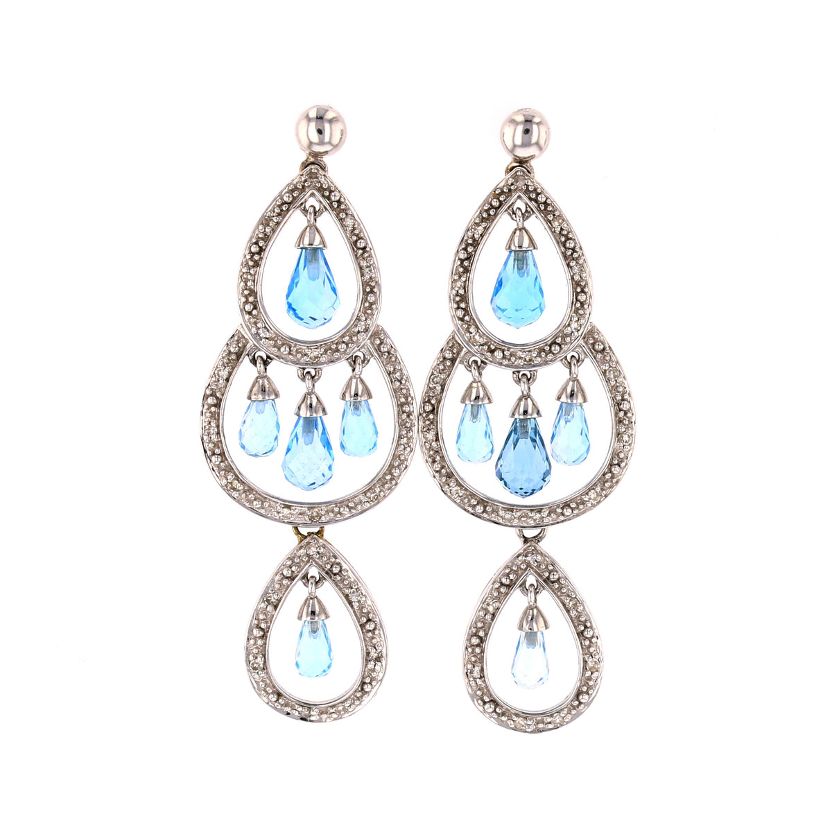 Blue Topaz Chandelier Earrings - David's Antiques & Jewelry