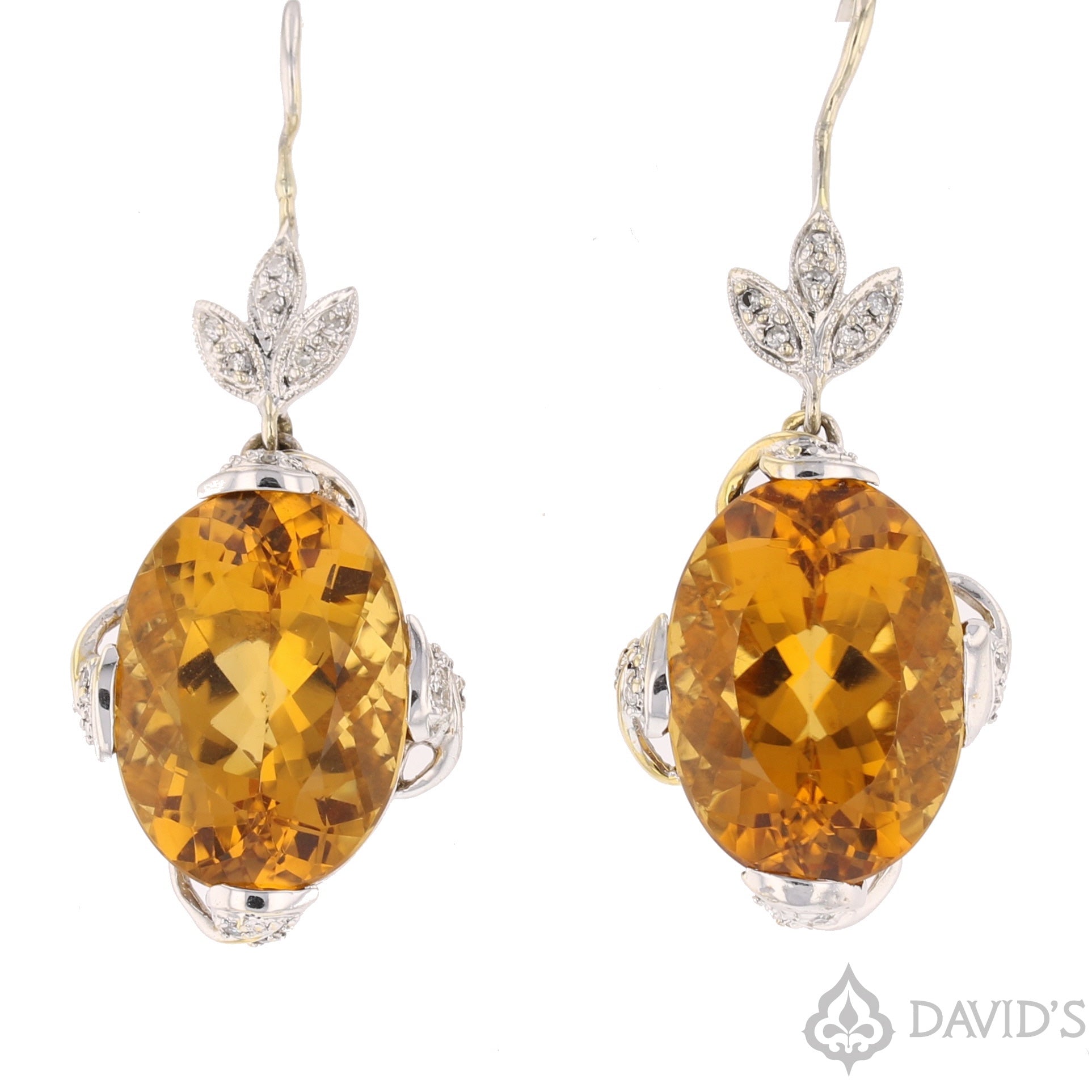 Citrine & Diamond Earrings - David's Antiques & Jewelry
