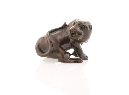 Vintage Carved Ironwood Lioness Netsuke