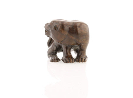 Vintage Carved Ironwood Lioness Netsuke