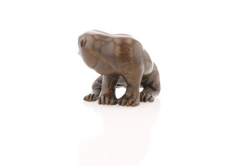 Vintage Carved Ironwood Lioness Netsuke