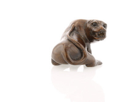 Vintage Carved Ironwood Lioness Netsuke
